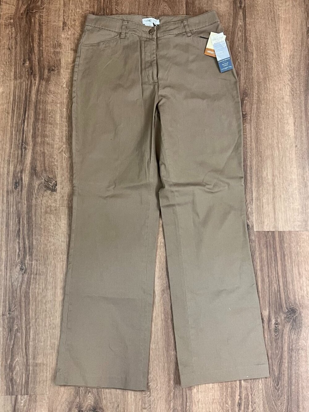 NEW Coldwater Creek Aspenwood Natural Waist Straight Leg Khaki Chino Pants Sz 12